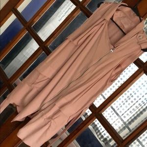 Long Pink zip cardigan with belt